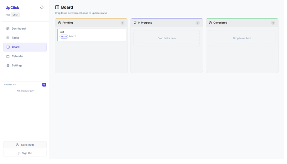 UpClick — Project Management System Screenshot