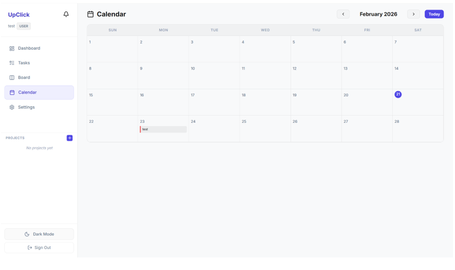 UpClick — Project Management System Screenshot